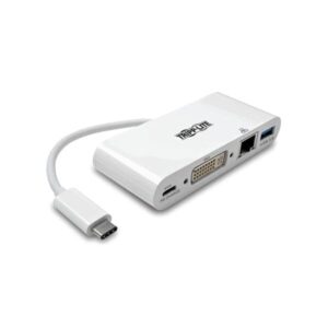U444-06N-DGU-C Tripp Lite USB C to DVI Multiport Video Adapter Converter w/ USB-A Hub, USB-C PD Charging