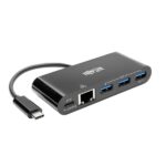 U460-003-3AGB-C Tripp Lite 3-Port USB C hub w/ Gigabit ethernet GbE, USB-C Charging USB Type C USB-C USB 3.1 Hub